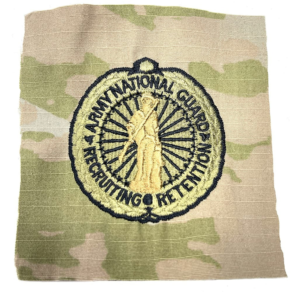 OCP patch with 'Army National Guard Recruiting Retention' text on a white background