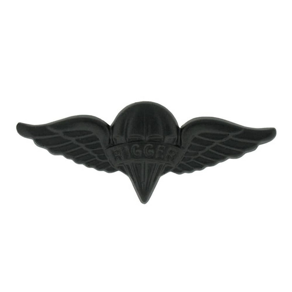 Army Pararigger Badge Black Metal Parachute Rigger Pin-On