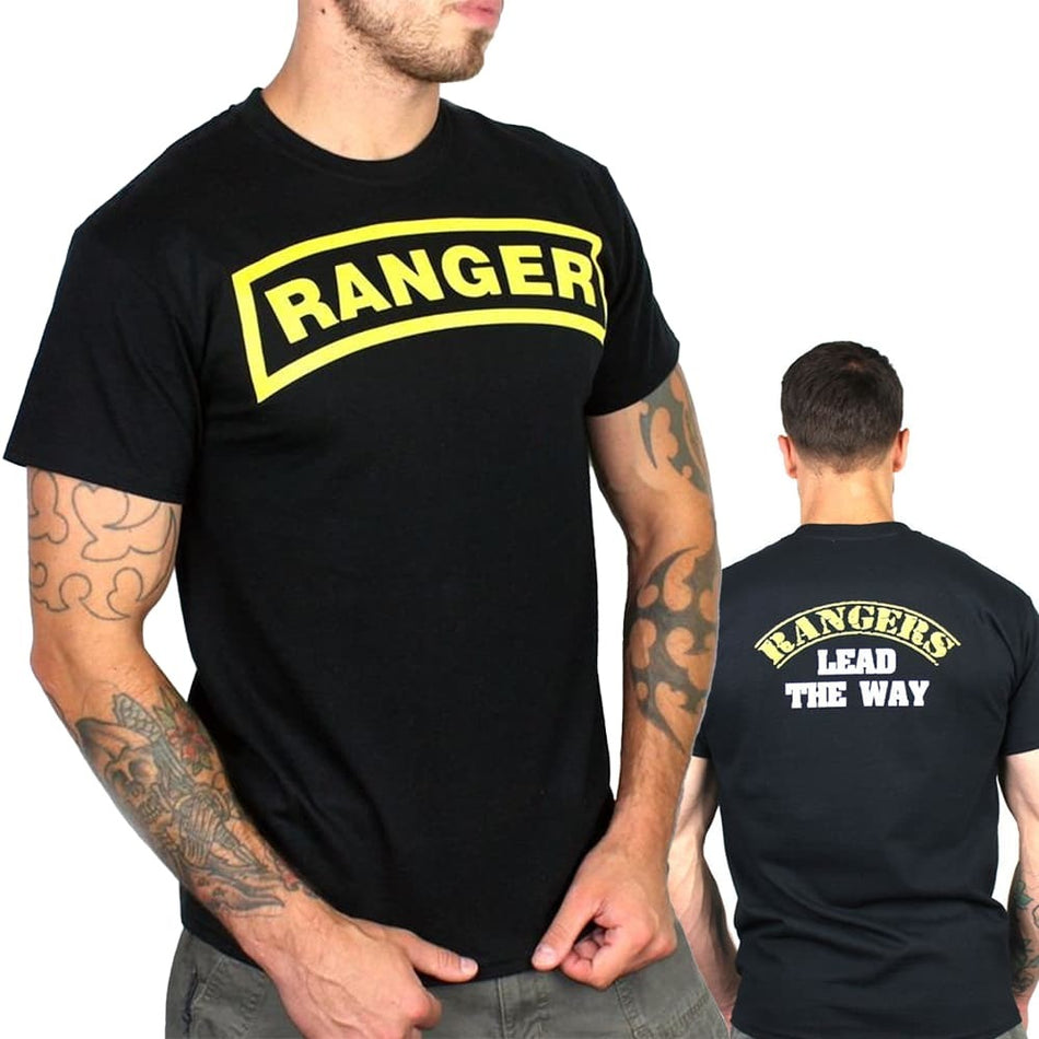 Army Ranger T-Shirt In Black "Rangers Lead The Way"