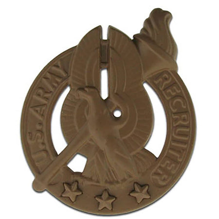 Army Recruiter Badge Gold Black Metal Pin-On