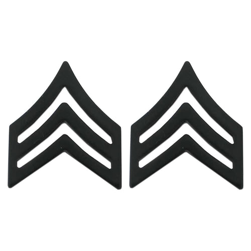 SGT Sergeant Black Metal Army Rank Collar Pins Sold in Pairs