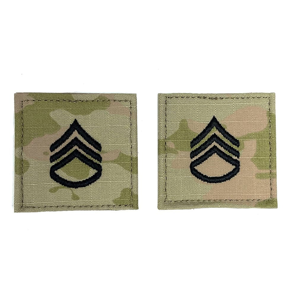 Army Staff Sergeant Rank Patch – SSG OCP 2x2 Hook and Loop Insignia - Pair