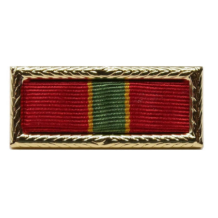 Army Superior Unit Award Ribbon with red and green stripes on a gold frame against a white background