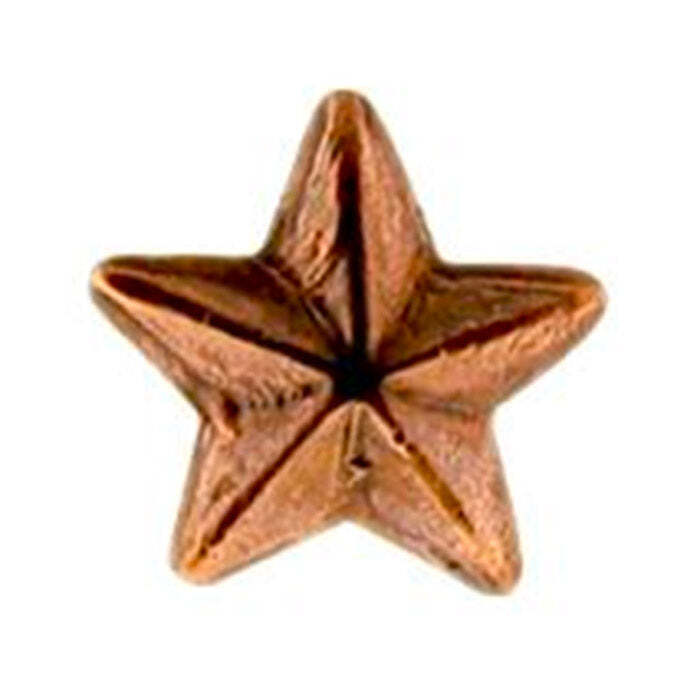 A single five-pointed star-shaped hardware piece with a textured, metallic copper or bronze finish, shown against a plain white background.