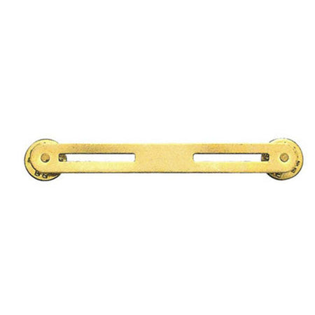 A brass door pull handle with a rectangular cutout in the center and a textured finish, shown horizontally against a plain white background.