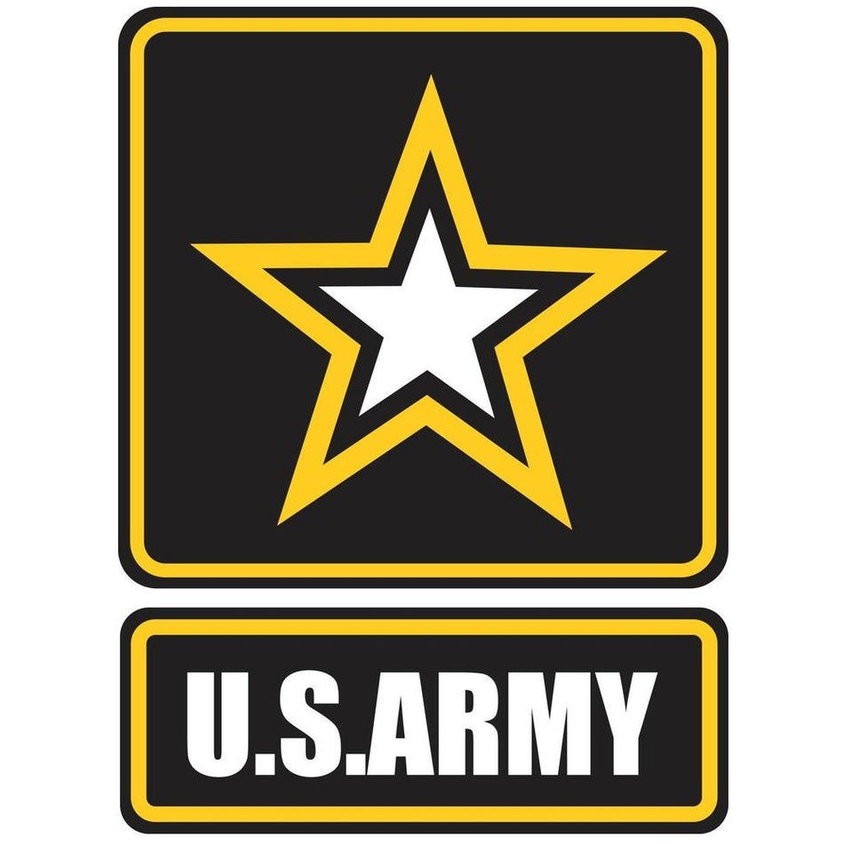 U.S. Army logo with a yellow star on a black background