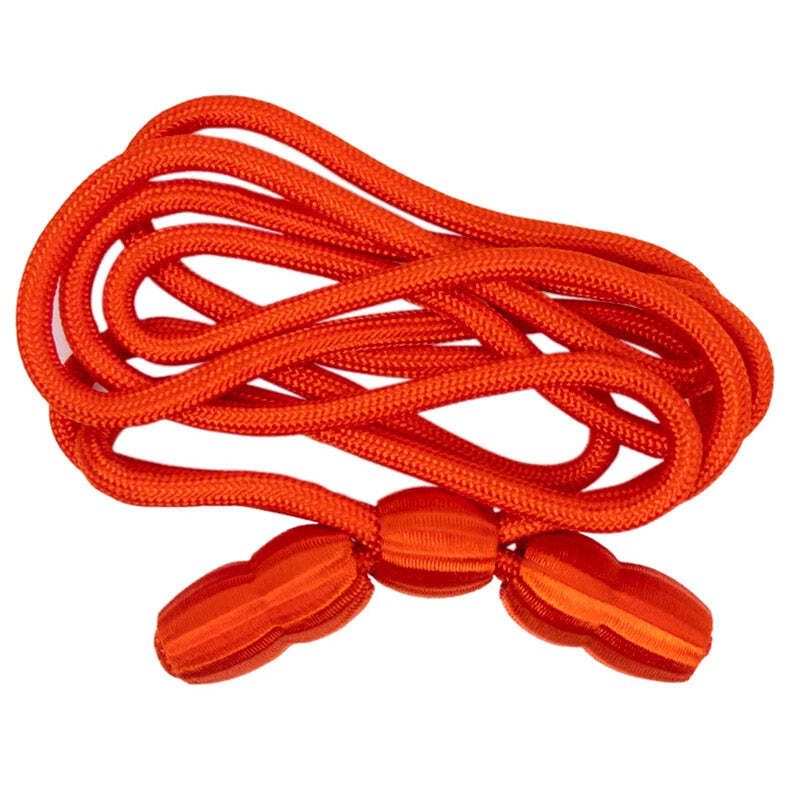 Bright orange braided cord with two matching orange looped ends, photographed on a plain white background.