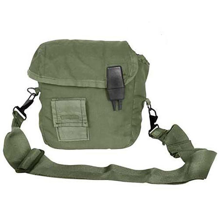 An olive green canvas messenger bag with a front flap pocket, black plastic buckle, and an adjustable shoulder strap, shown against a plain white background.