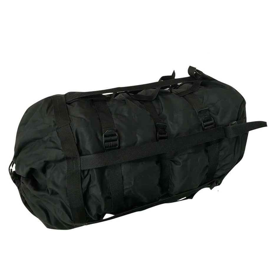 USGI Black Nine Strap Black Nylon Compression Stuff Sack  - Used