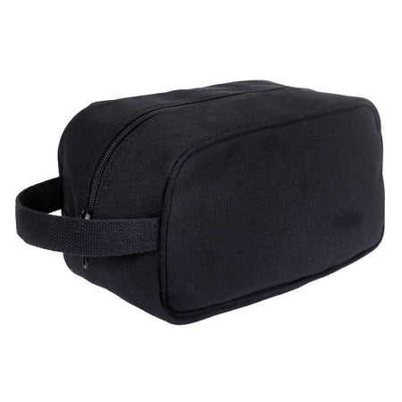 Black Canvas Travel Military Dopp Kit on a white background