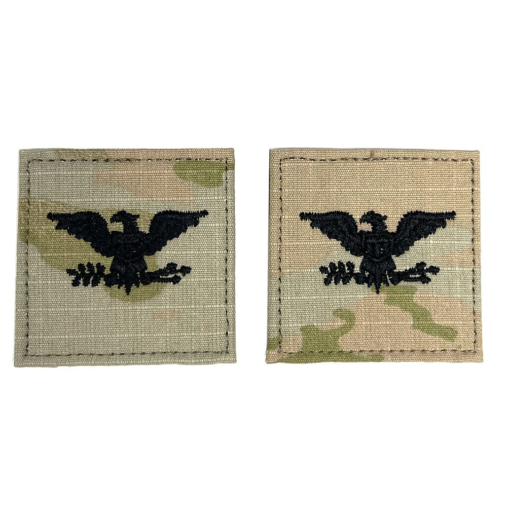 Two COL Colonel Army Rank OCP Patch with black eagle design on a white background
