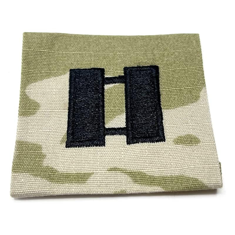 CPT Captain Army Rank Sew-On OCP Patch – angled view showing the sew-on patch backing and fabric texture