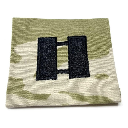 CPT Captain Army Rank Sew-On OCP patterned patch with black emblem on a white background