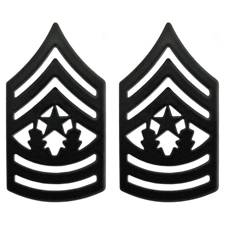 CSM Command Sergeant Major Black Metal Army Rank Pins - Pair