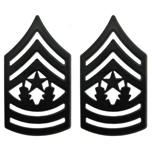 CSM Command Sergeant Major Black Metal Army Rank Pins - Pair