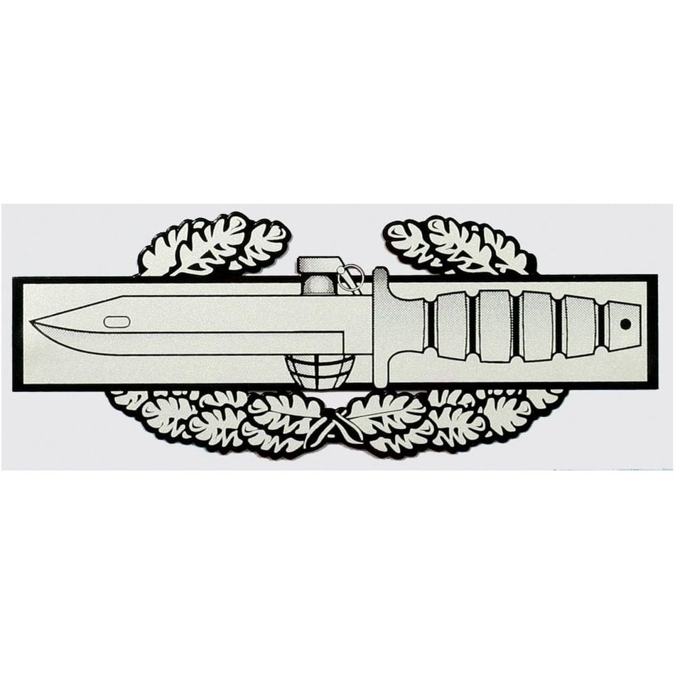 Decorative emblem with a sword and laurel wreaths on a white background