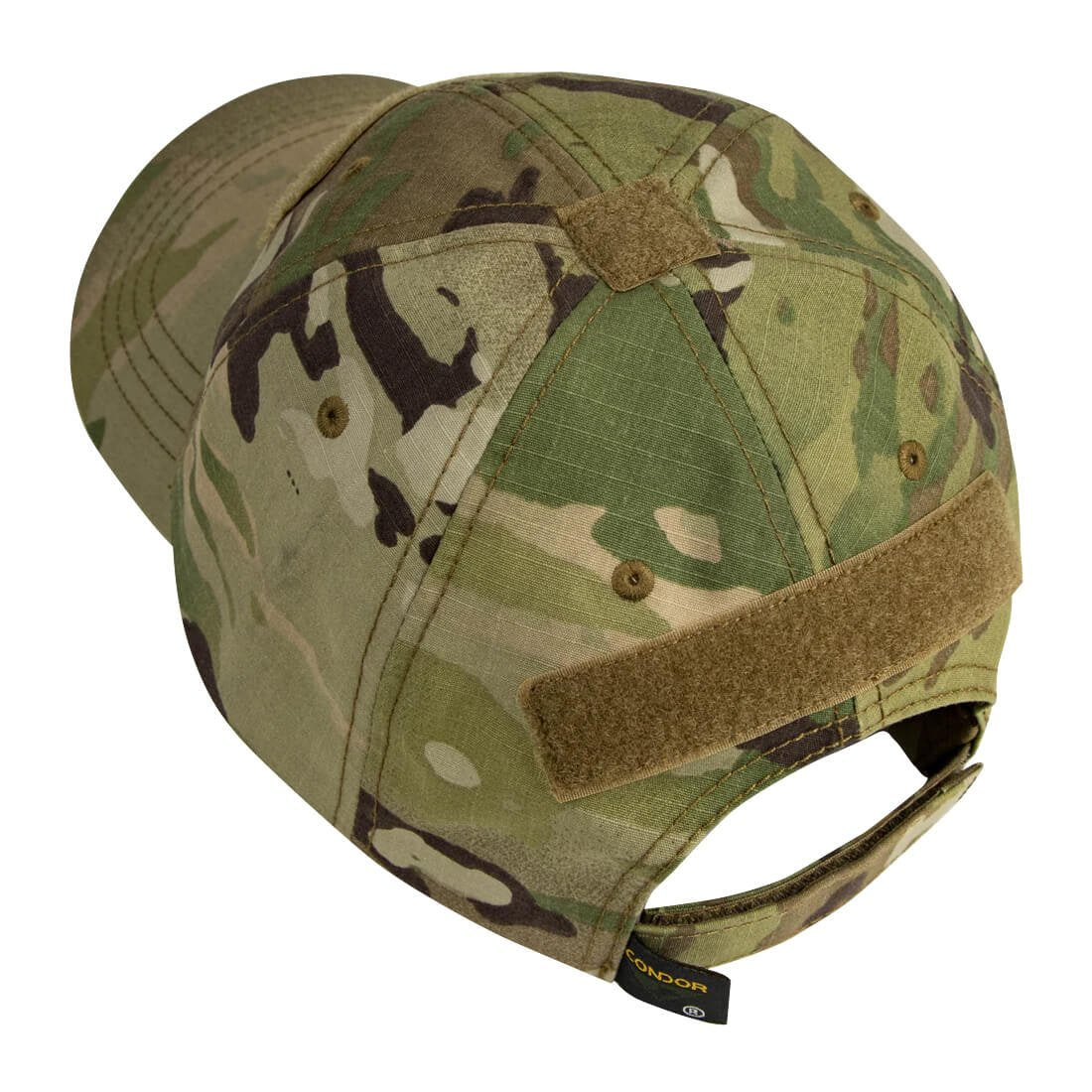Condor Multicam Tactical Cap showing back hook and loop on a white background