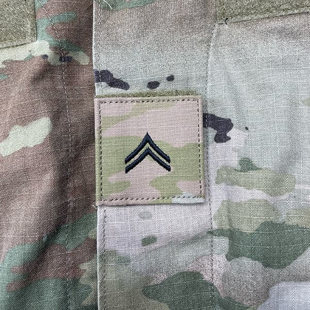 Corporal CPL Army Rank OCP Patch 2x2 Hook Fastener on Uniform