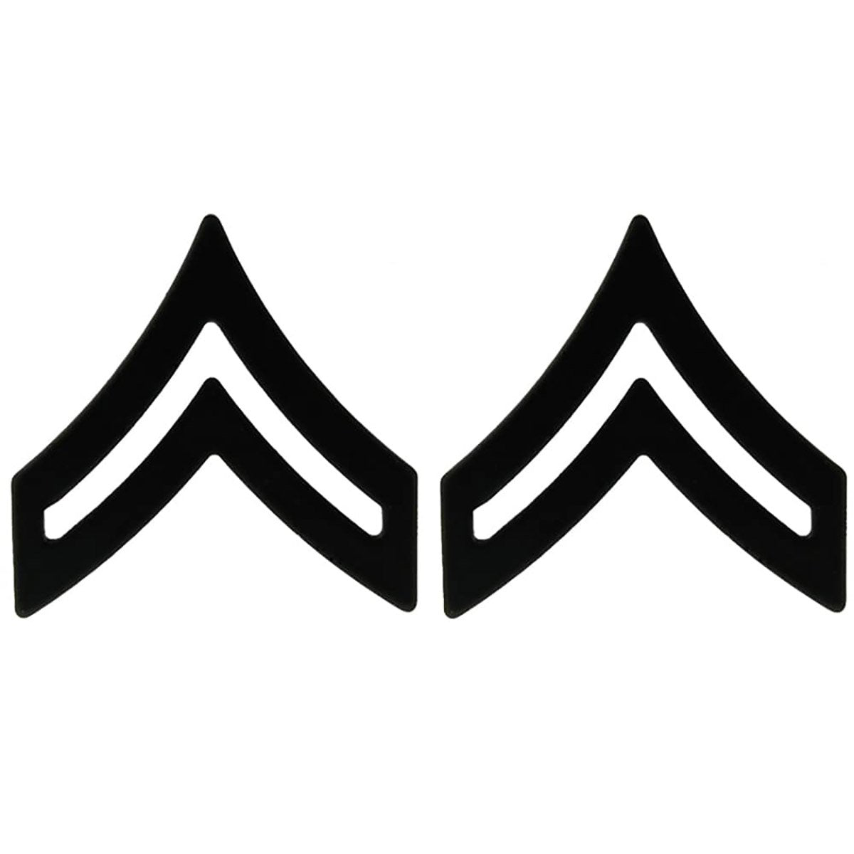 Army Corporal CPL E4 Black Metal Army Rank Pins Chevron Pair