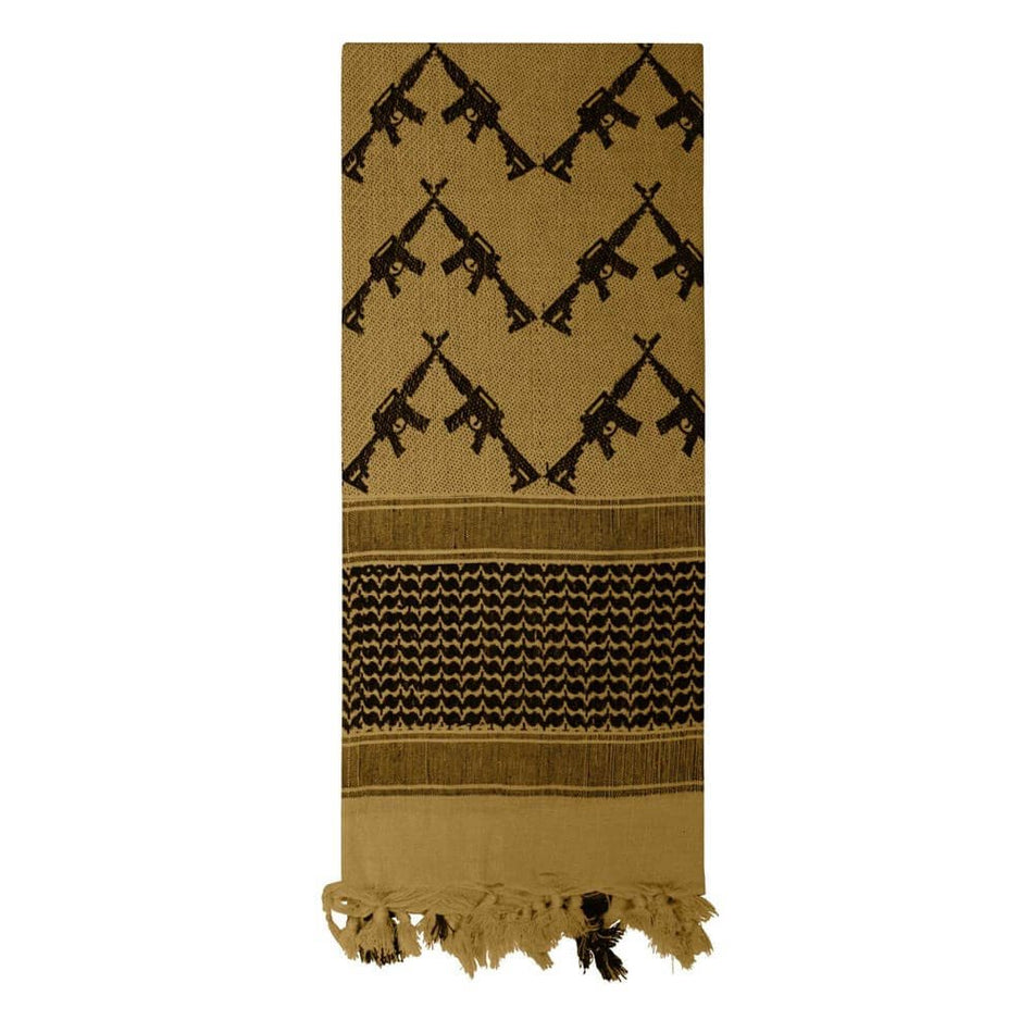 Coyote Brown Rothco Crossed Rifles Shemagh Tactical Desert Keffiyeh Scarf