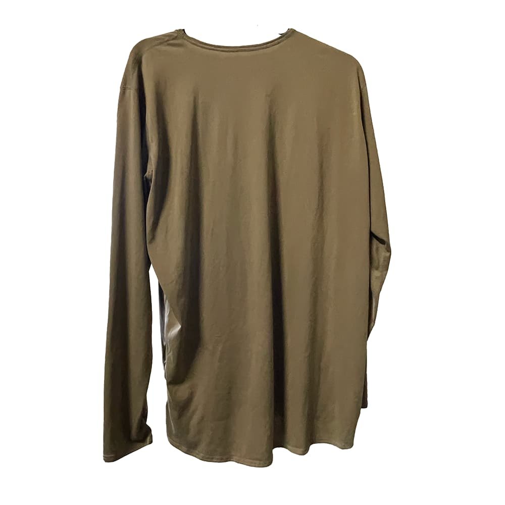 A Coyote Brown ECWCS Gen III Silk Weight Undershirt, displayed against a plain white background.