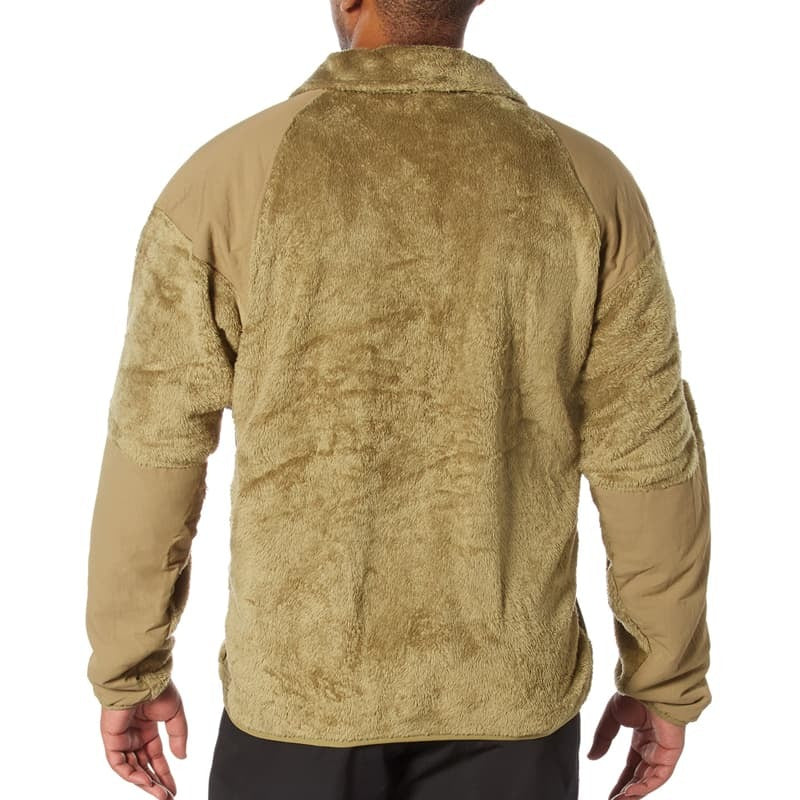 Backside of Gen III Level 3 ECWCS Fleece Jacket by Rothco AR Tan on a white background