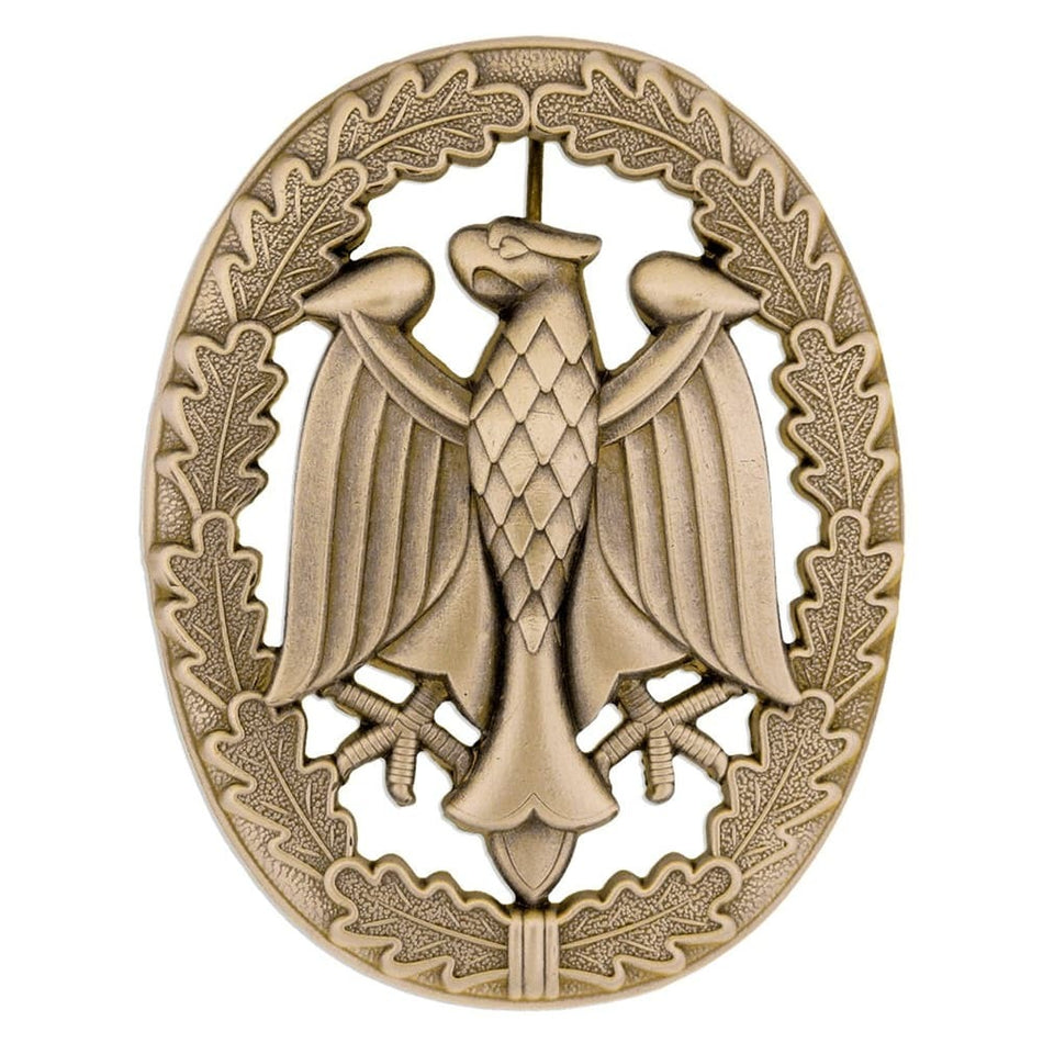German Armed Forces Proficiency badge featuring a double-headed eagle motif with outstretched wings, set against a laurel leaf border on a plain white background.