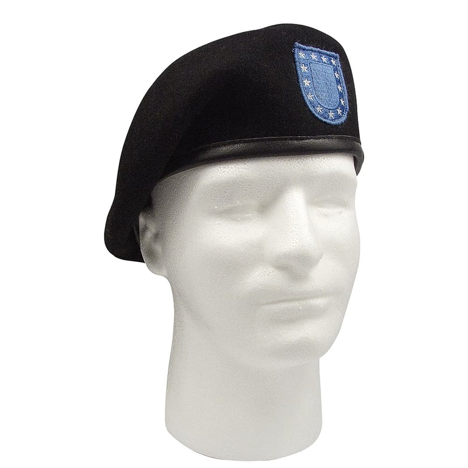 Inspection Ready Black Army Beret With Flash