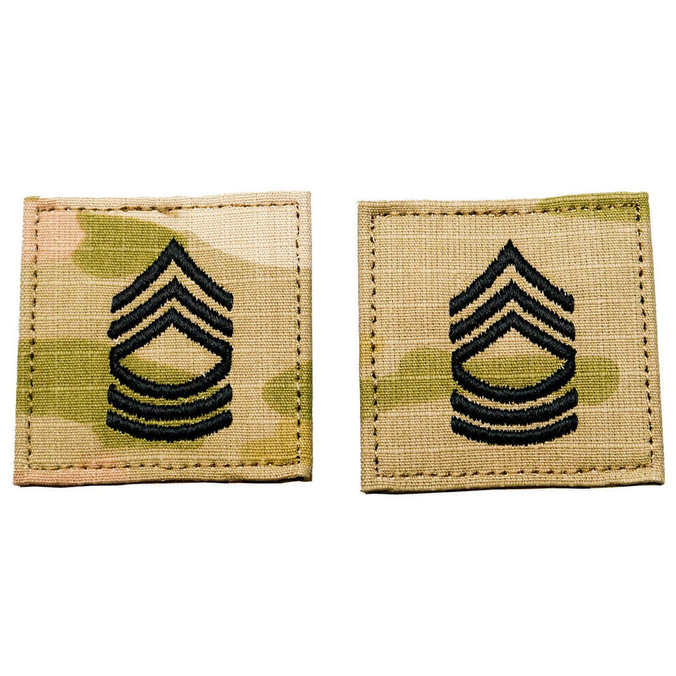 Army Master Sergeant Rank Patch – MSG OCP Hook Fastener Insignia - Pair