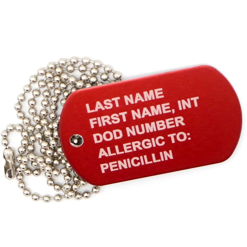 Medical ID Dog Tags – Red Emergency Alert Tags with Custom Engraving