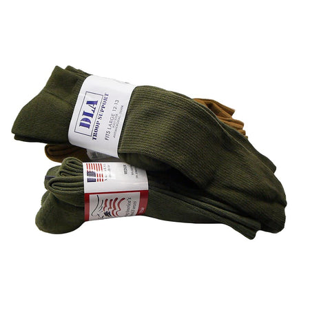 Military Antimicrobial Boot Socks stacked on a white backgroubd
