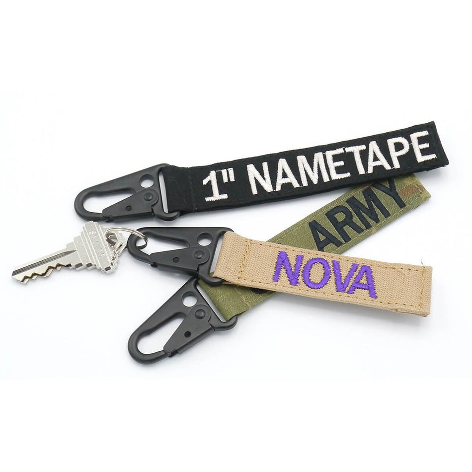 Name Tape Keychain Embroidered Key Tags