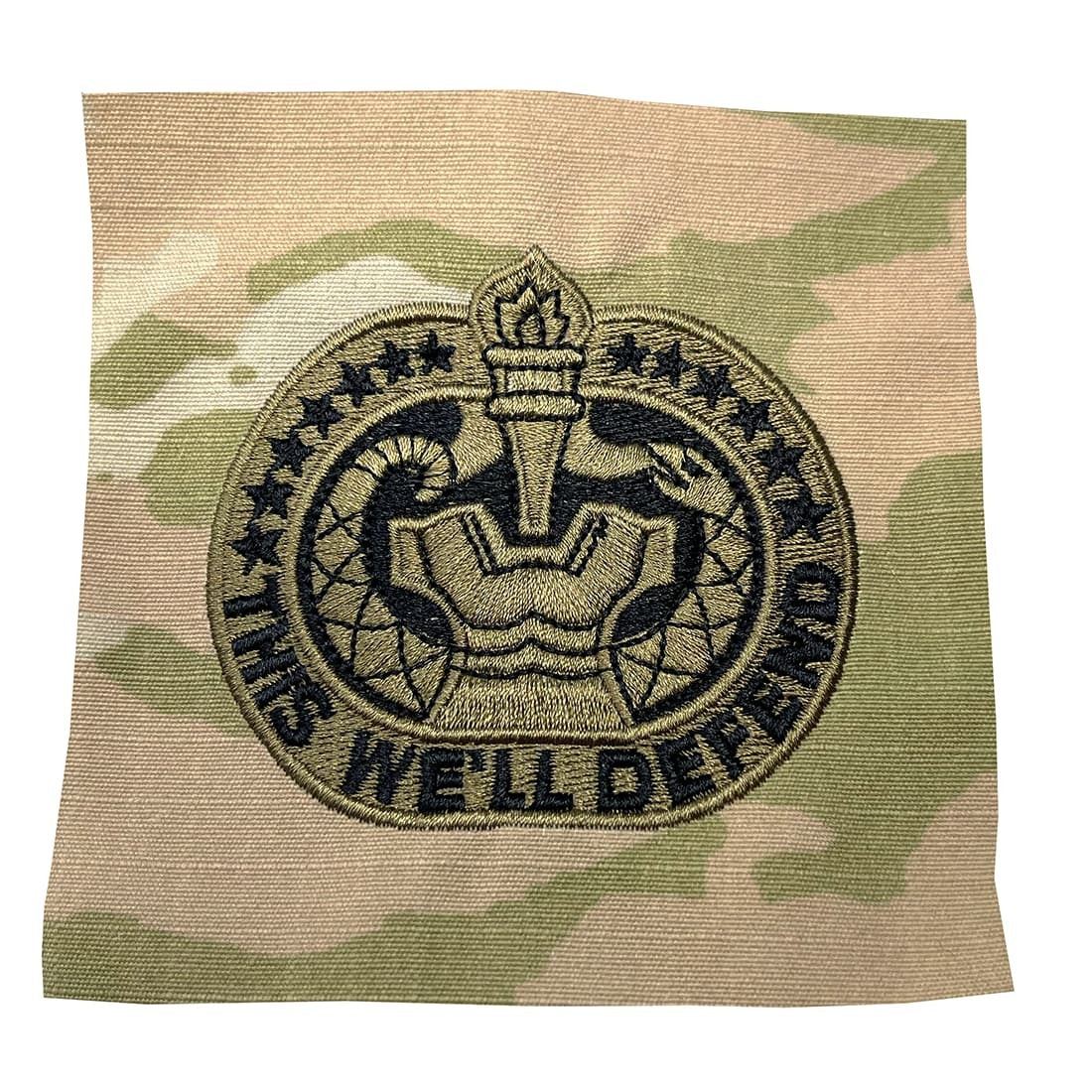 Army Drill Sergeant Badge with an embroidered design and text on a white background