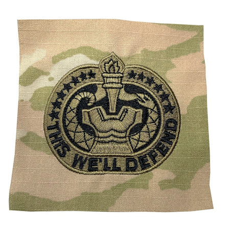 Army Drill Sergeant Badge patch with an embroidered design and text on a white background
