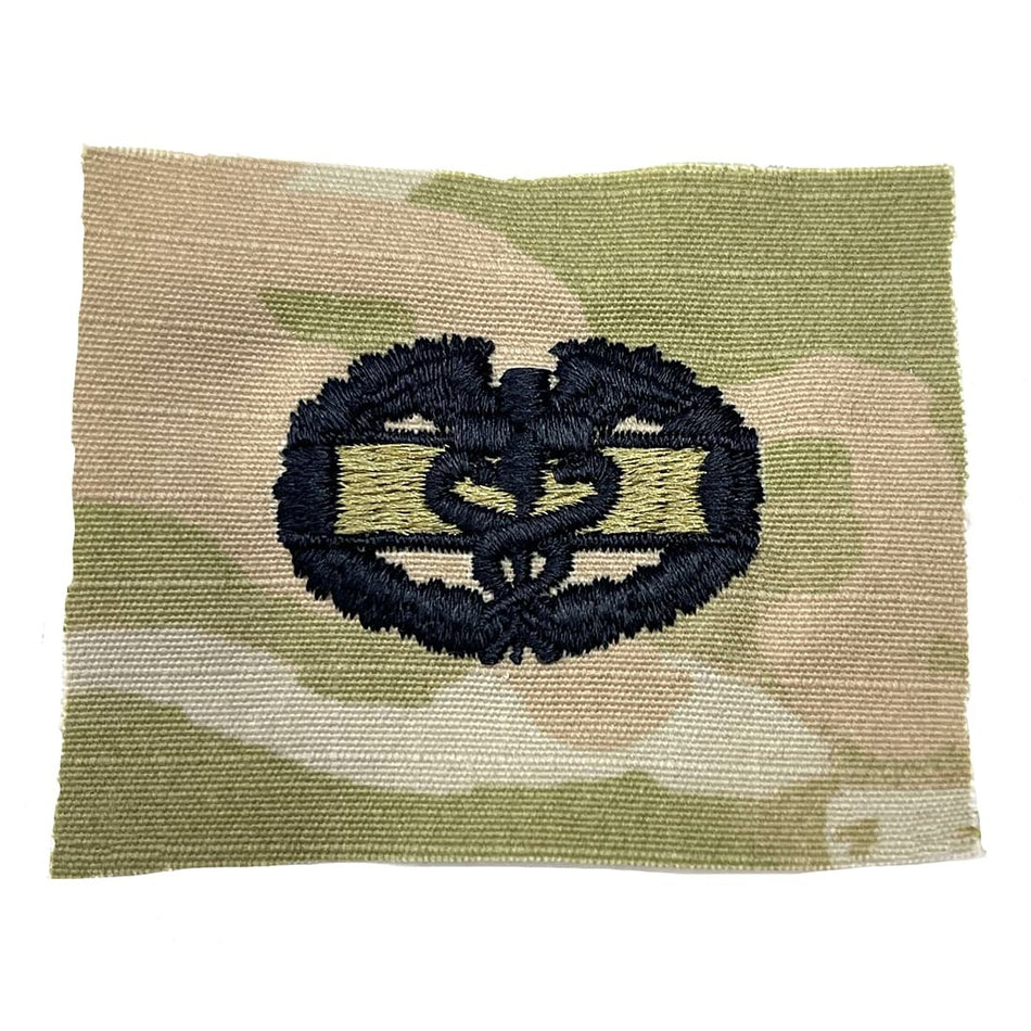 Army Combat Medical patch with a black embroidered design on a white background