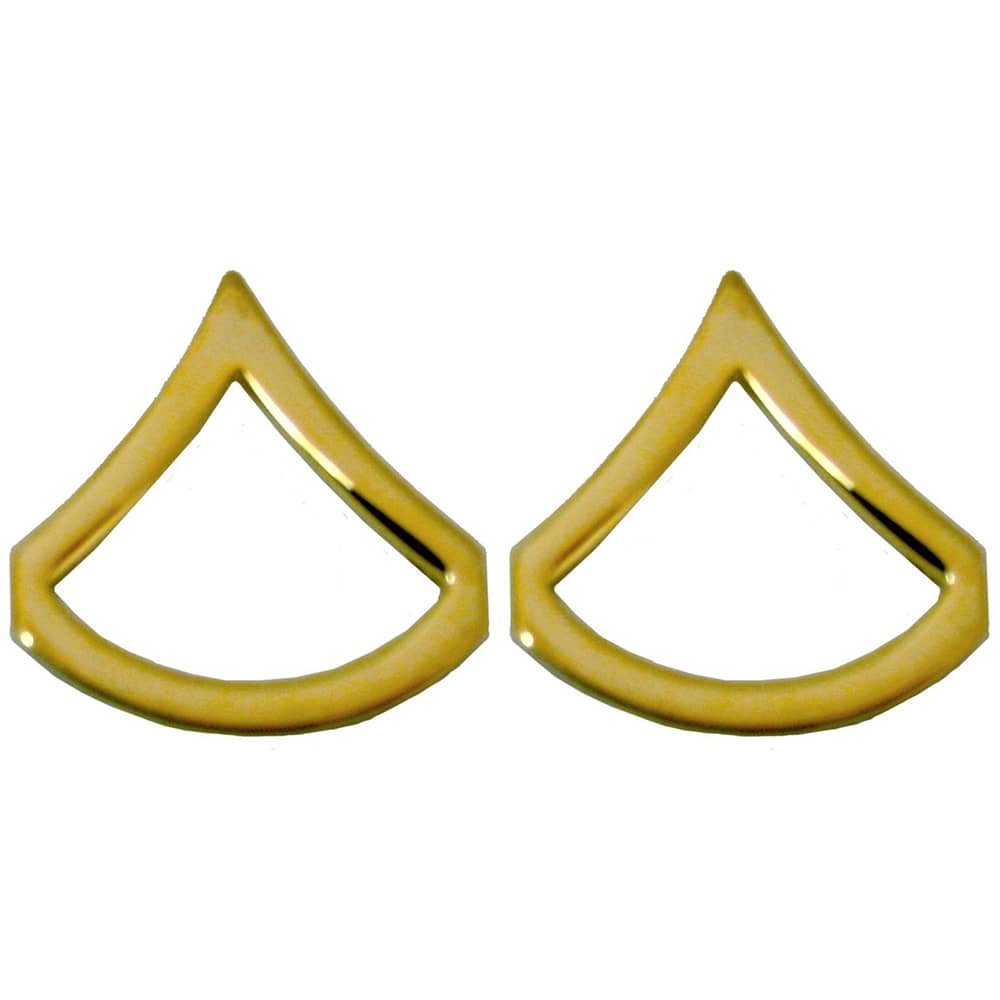 PFC Private First Class Army Rank Gold Pins - Pair