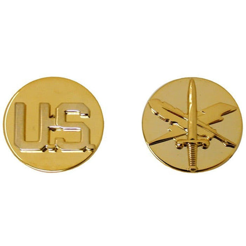 Public Affairs Branch Insignia – Army Enlisted Collar Devices with US Gold Discs (Set of 2)