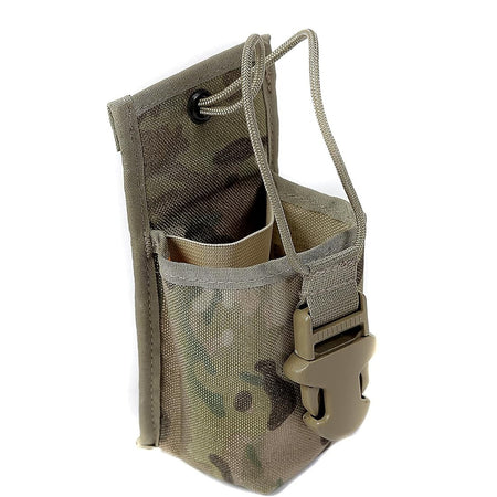 Raine MOLLE Universal Radio Holder MOLLE on a white background in a Multicam Pattern