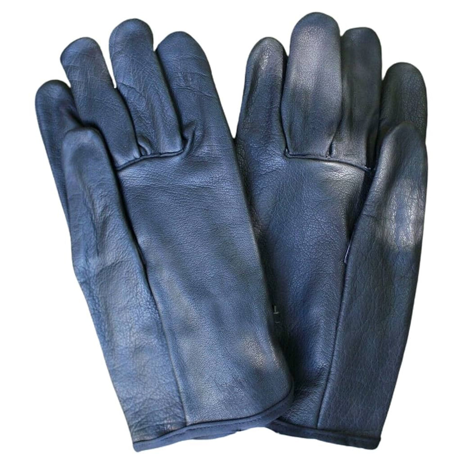 A pair of black Rothco leather gloves with visible grain texture, displayed against a plain white background.