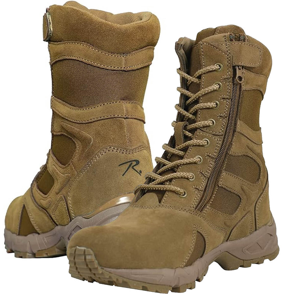 Rothco Coyote Brown Forced Entry Deployment Boots With Side Zipper - 8 Inch