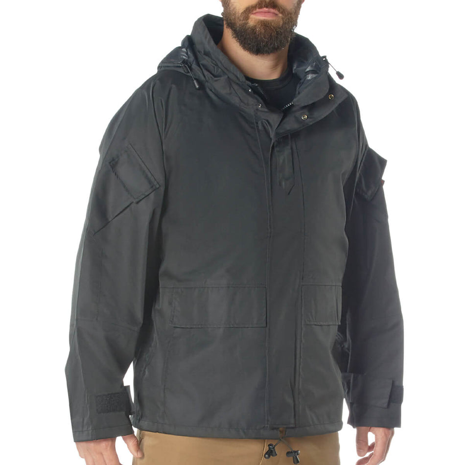 Rothco Military Tactical Hard Shell Waterproof Jacket in Black