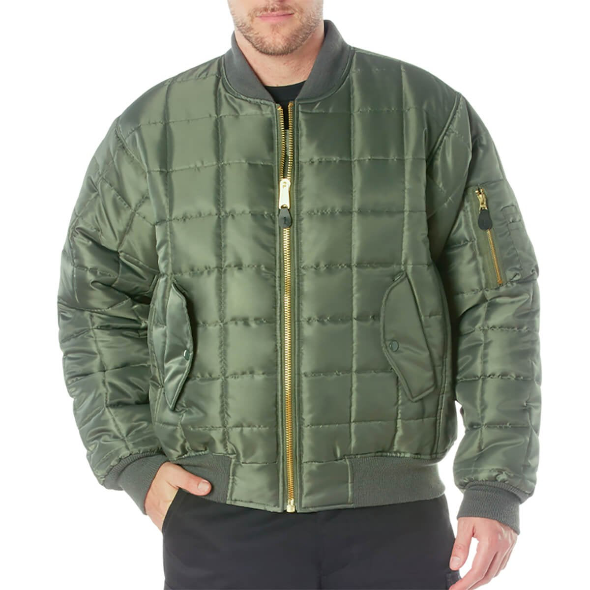 Rothco Quilted MA-1 Flight Bomber Jacket in Black or Sage Green