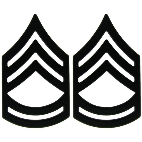 SFC Sergeant First Class Black Metal Army Rank Pins - Pair