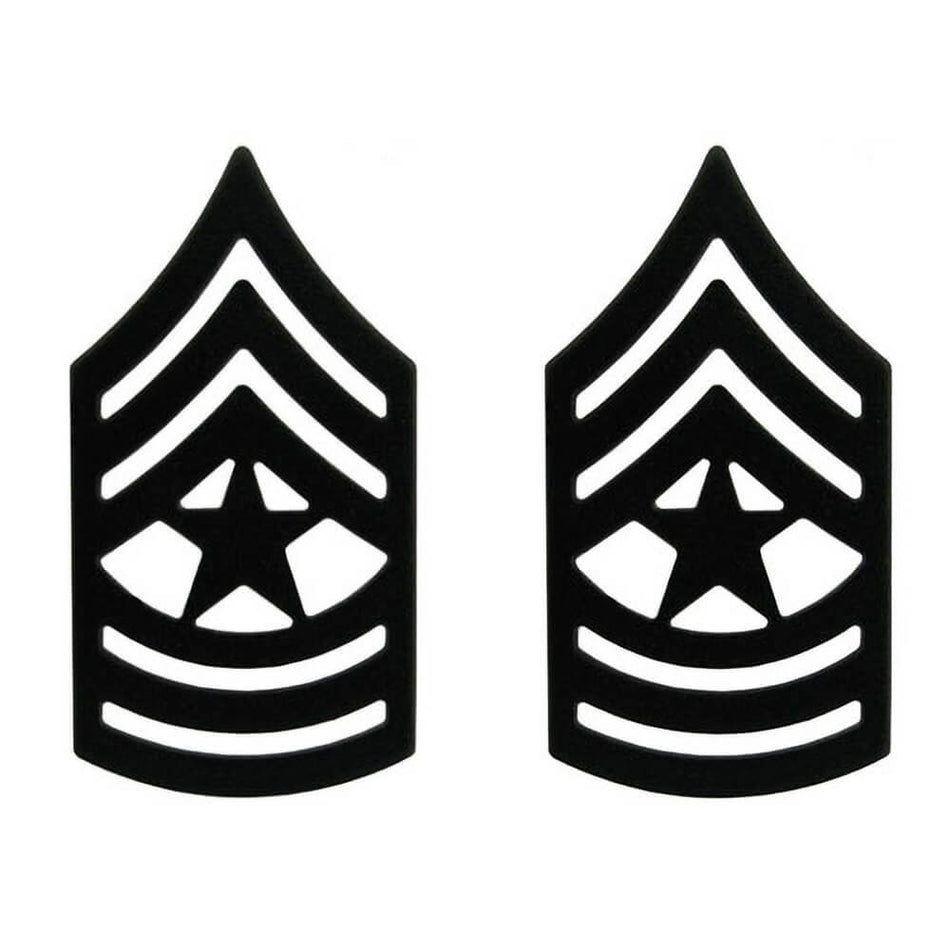 SGM Sergeant Major Army Rank Pins Black Metal - Pair