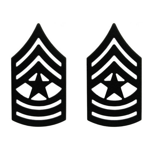 SGM Sergeant Major Army Rank Pins Black Metal - Pair