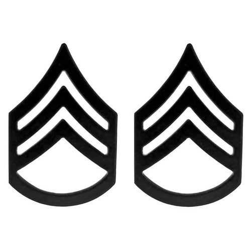 SSG Staff Sergeant Pin Black Metal Army Rank Pin-Ons - Pair