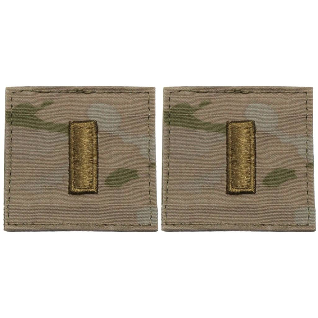 2LT Second Lieutenant Army Rank OCP Patch With Hook Fastener - Pair