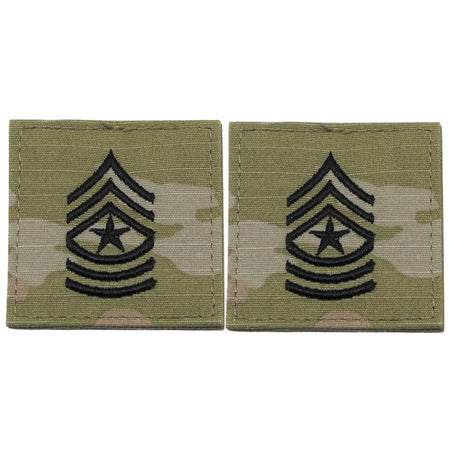 SGM Sergeant Major Army Rank OCP Patches With Hook Fastener - Pair