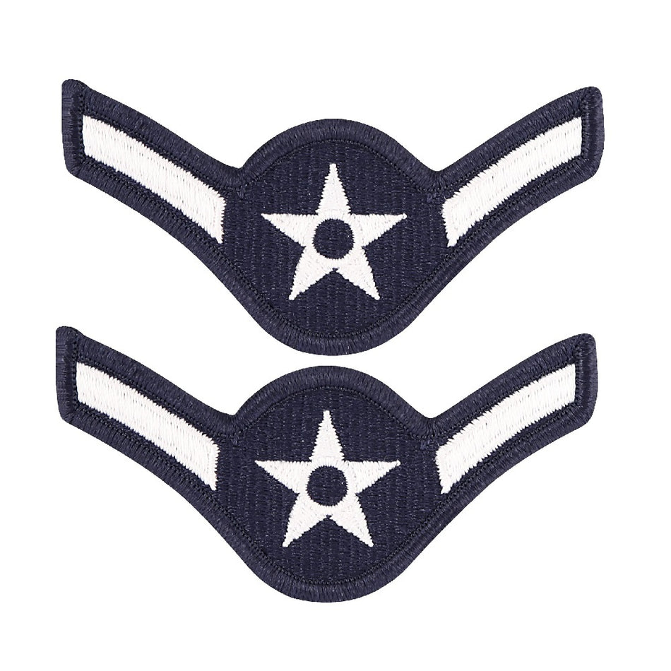 USAF E-2 Airman Rank Large Color Sew-On Patches - Pair