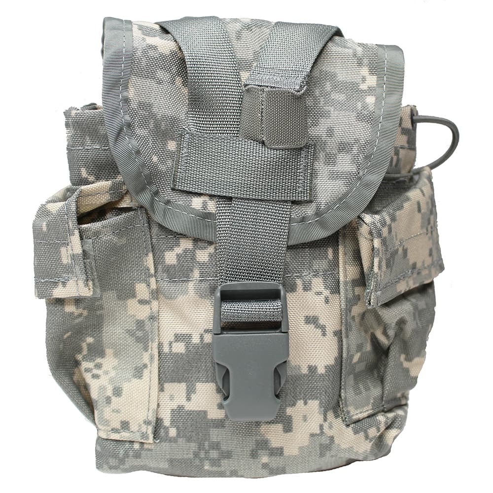 USGI MOLLE Canteen Pouch – 1 Quart ACU Cover front view on a white background